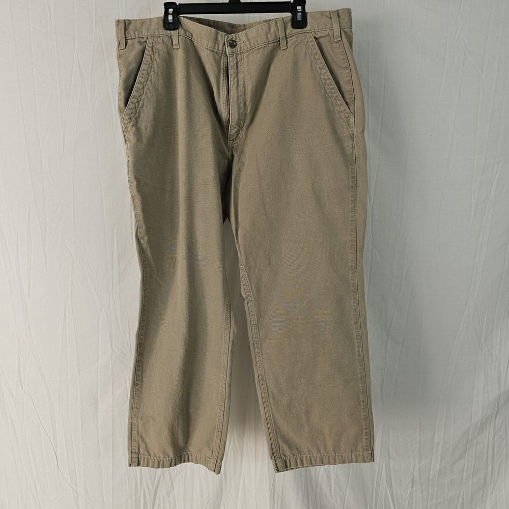 Carhartt Pants Mens Beige Khaki Relaxed Fit Cotton Carpenter Work Cargo 42X30